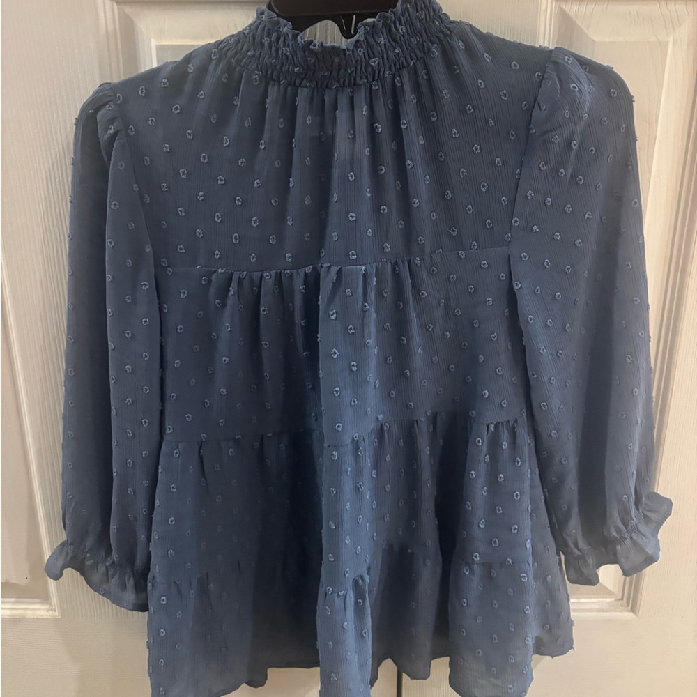 Monteau Blue Textured Blouse